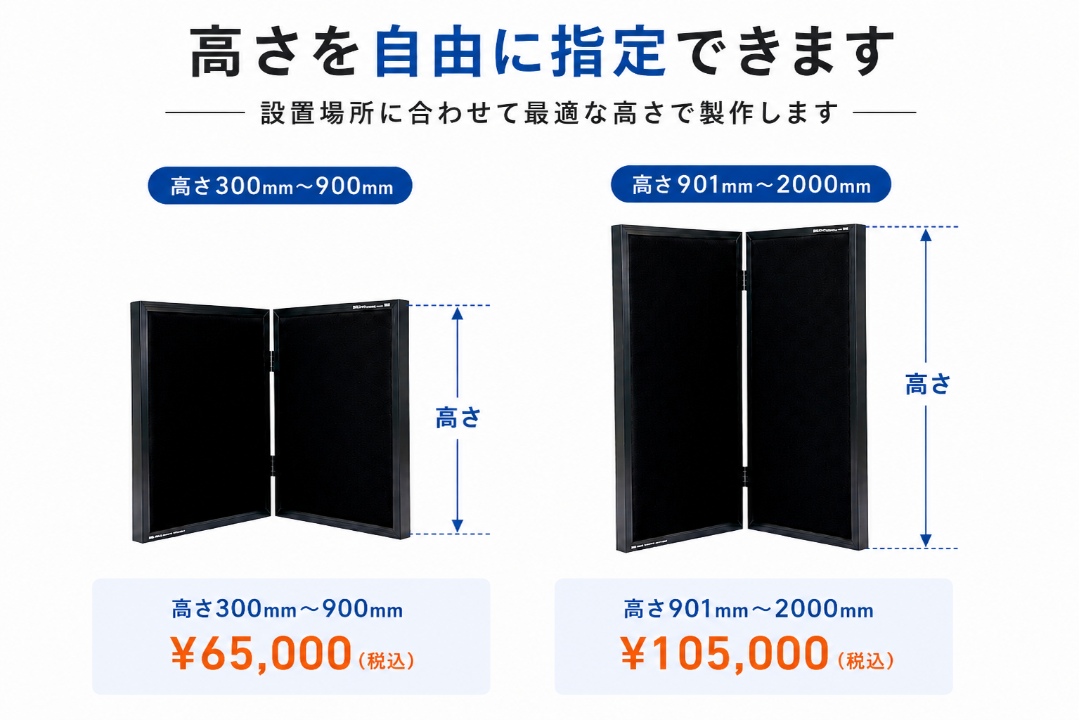 【受注生産】オーダーサイズ対応 SDM 吸音パーテーション(高さ指定) - サイレント・プロバイダー